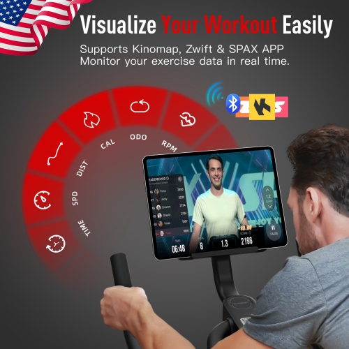 HARISON Magnetic Exercise Bike with Bluetooth, Stationary Bikes for Home with Comfortable Seat Cushion, 350lbs Capacity