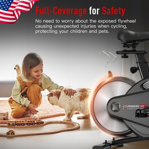 HARISON Magnetic Indoor Cycling Bike with Bluetooth, Stationary Bikes for Home with iPad Holder & Comfortable Seat Cushion, 350lbs Capacity