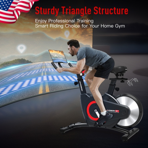 HARISON Magnetic Indoor Cycling Bike with Bluetooth, Stationary Bikes for Home with iPad Holder & Comfortable Seat Cushion, 350lbs Capacity