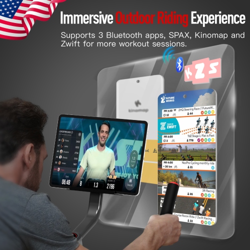 HARISON Magnetic Exercise Bike with Bluetooth, Stationary Bikes for Home with iPad Holder & Comfortable Seat Cushion, 350lbs Capacity