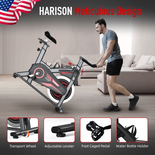 HARISON Magnetic Exercise Bike with Bluetooth, Stationary Bikes for Home with iPad Holder & Comfortable Seat Cushion, 350lbs Capacity