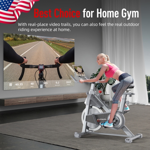 HARISON Magnetic Stationary Bikes for Home with Bluetooth, Exercise Bikes for Home with iPad Holder & Comfortable Seat Cushion, 350lbs Capacity