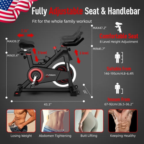 HARISON Magnetic Exercise Bike with Bluetooth, Stationary Bikes for Home Gym with iPad Holder, 350lbs Capacity