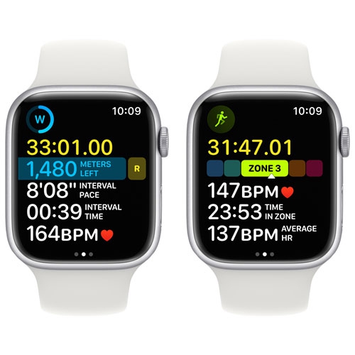 Apple Watch Series 8 (GPS) 41mm Silver Aluminum Case with White Sport Band - Medium / Large by APPLE - Refurbished condition - Image 4