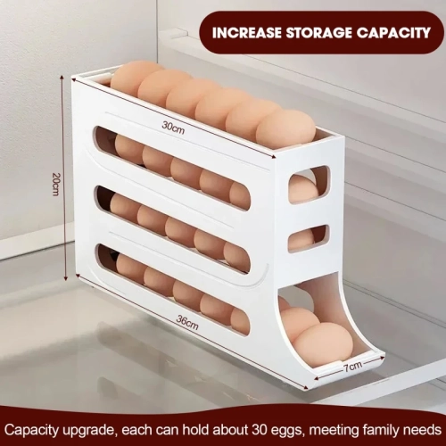 Refrigerator Egg Storage Box, Automatic Rolling Egg Rack, Large Capacity ABS Egg Holder for Fridge
