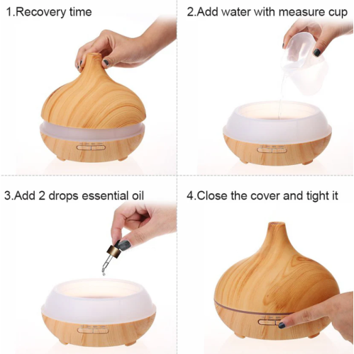 AROMAMIST 360 Ultrasonic Aroma Diffuser Humidifier - Wood Grain