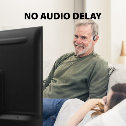 Avantree Medley Pebble - Open-Ear Wireless Earbuds for TV Watching with Bluetooth Transmitter & Headphones Charging Dock, Low Latency True Wireless