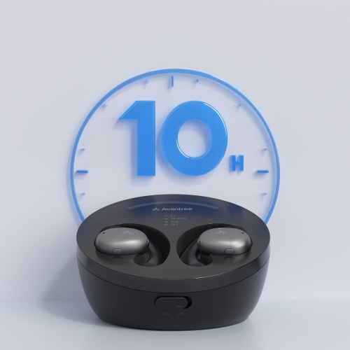 Avantree Medley Pebble - Open-Ear Wireless Earbuds for TV Watching with Bluetooth Transmitter & Headphones Charging Dock, Low Latency True Wireless