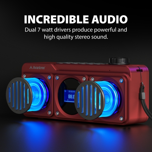 Avantree – radio FM numérique portative avec haut-parleur Bluetooth, superbe son, fini métal, lecteur MP3, prise en charge de la carte microSD et de