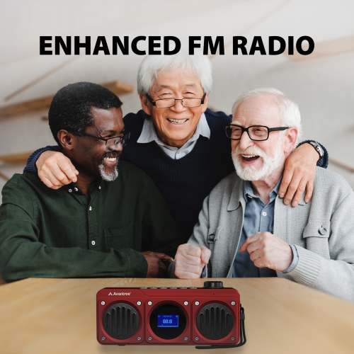 Avantree – radio FM numérique portative avec haut-parleur Bluetooth, superbe son, fini métal, lecteur MP3, prise en charge de la carte microSD et de