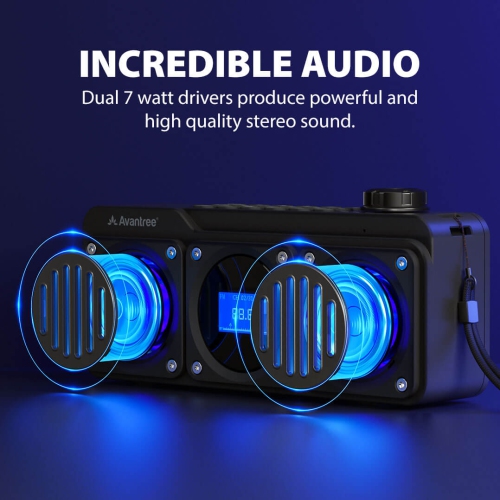 Avantree Boombyte - Portable FM Radio with Bluetooth Speaker, Dual Drivers, High Volume Stereo Sound, Micro SD Card Slot, and USB Port Audio Input -