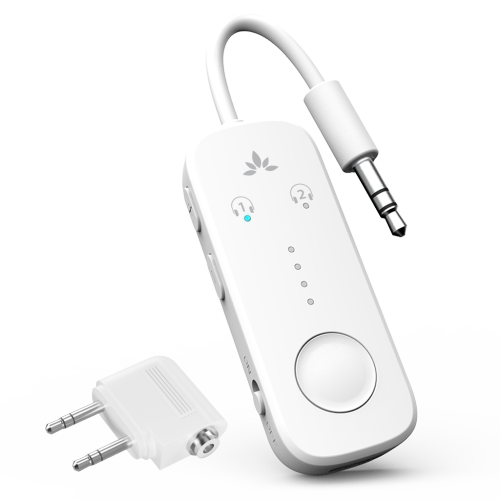 Avantree Relay - Premium Airplane Bluetooth 5.3 Adapter for All Headphones, apt-X Low Latency, Supports 2 Headphones or AirPods, Wireless Audio