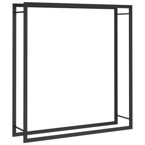 Image 1 de 5.. Support en bois de feu noir mat de 1 x 28 x 1 x 1 po en acier 116&nbsp;cm