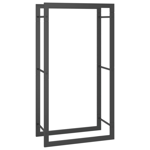 Image 1 de 5.. Support en bois de feu, noir mat, 50 x 28 x 28 po, acier 94&nbsp;cm