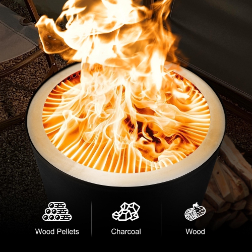 London Sunshine Portable Smokeless Fire Pit - Large Stainless Steel Wood Burning Fireplace with BBQ Grill Attachments - 19.5” Diameter