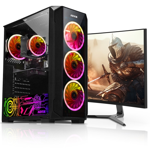 AQVIN ZForce Gaming PC Combo - New 24-inch Curved Gaming Monitor