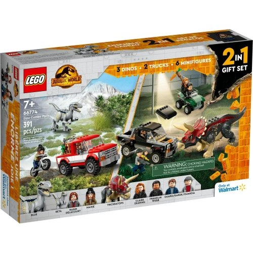 LEGO Jurassic World Dino Combo Pack Toy | 2 in 1 Triceratops and Velociraptor Gift Set | 66774 | 76946 & 76950