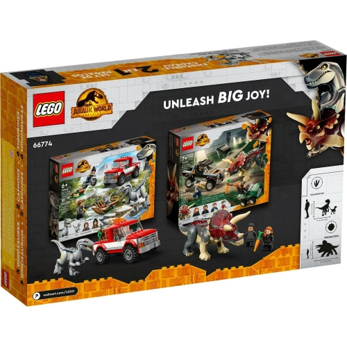 LEGO Jurassic World Dino Combo Pack Toy | 2 in 1 Triceratops and Velociraptor Gift Set | 66774 | 76946 & 76950
