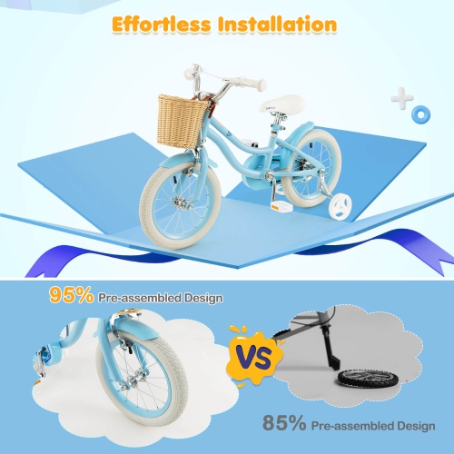 Prorider 14" Kid's Bike with Training Wheels Adjustable Handlebar Seat Handbrake