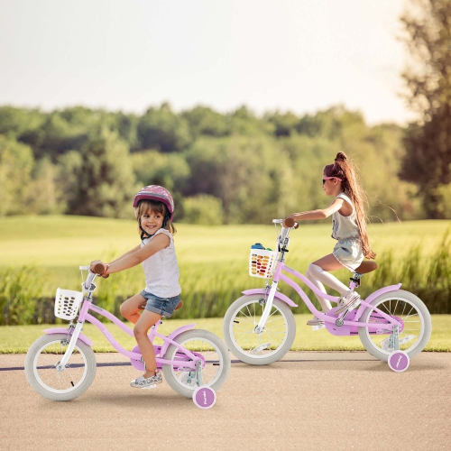 Costway 16" Kids Bike Toddler Adjustable Bicycle withTraining Wheel for 4-7 Years Old Girl