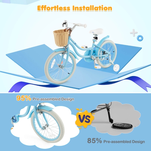 Costway 18" Kid's Bike with Training Wheels Adjustable Handlebar Seat Handbrake