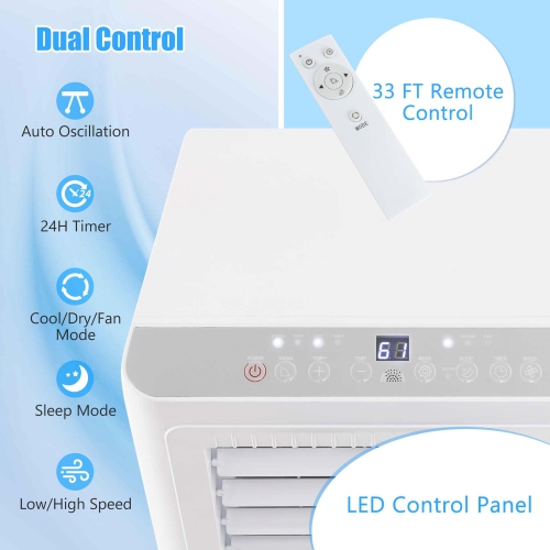Costway 8000 BTU Portable Air Conditioner 3-in-1 Freestanding Air Cooler with Dehumidifier 5000 BTU(8000BTU ASHRAE)