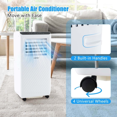 Costway 8000 BTU Portable Air Conditioner 3 -in-1 Air Cooler Dehumidifier Fan 24H Timer 5000 BTU(8000BTU ASHRAE)