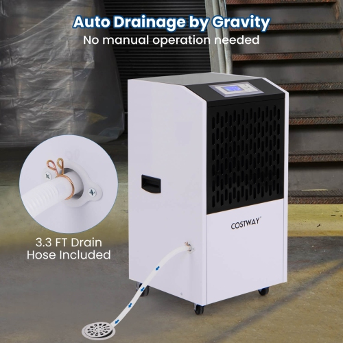 Costway 250 Pints Commercial Dehumidifier Industrial Heavy Duty Dehumidifierw/Drain Hose