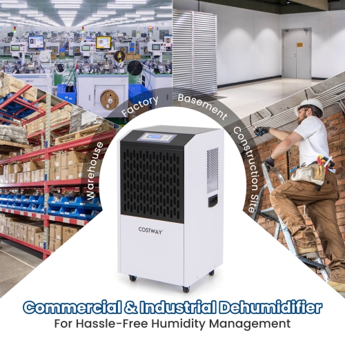 Costway 250 Pints Commercial Dehumidifier Industrial Heavy Duty Dehumidifierw/Drain Hose