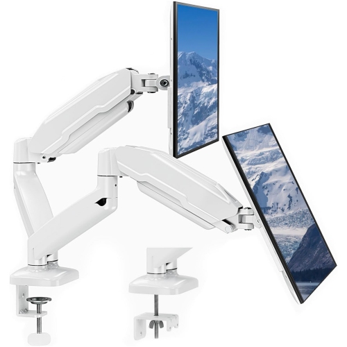 NIERBO  Dual Monitor Mount Fits 13 to 32 Inch Computer Screen, Height Adjustable, Gas Spring Monitor Arm Holds Up to 17.6Lbs Each, Monitor Desk Vesa