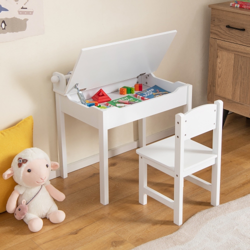 Ensemble table et chaises pour tout-petits de Costway pour enfants Art Crafts Table avec porte-rouleau en papier