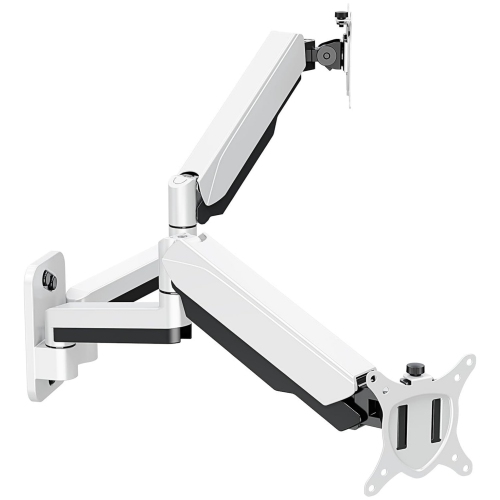 NIERBO  Dual Monitor Wall Mount for 13 to 32 Inch Computer Screens, Gas Spring Wall Monitor Arm, Each Holds Up to 17.6Lbs, Adjustable Wall Monitor