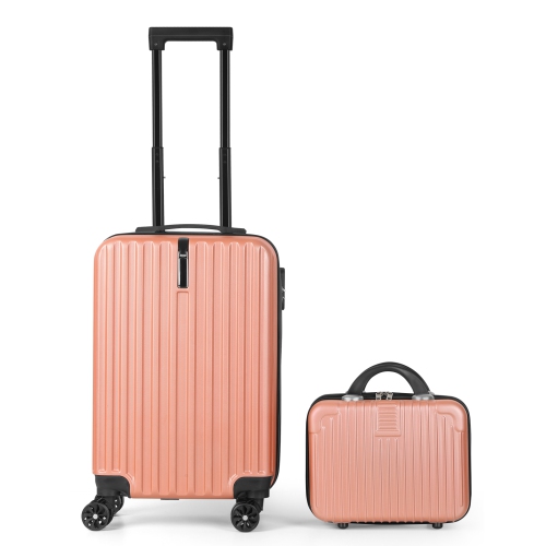 HIKOLAYAE  Luggage Case Waterproof With Hidden Hooks Luggage Case With Vanity Case (20" + 14") Rose In Gold