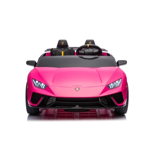 24V Lamborghini Huracan for 3-8yrs: LED, Bluetooth, FM, Leather, Remote, Fun Ride-On.