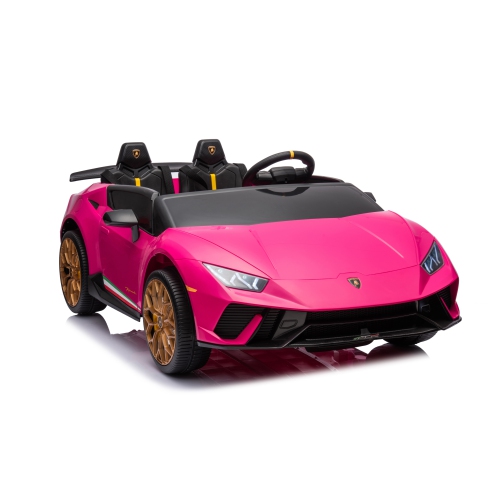24V Lamborghini Huracan for 3-8yrs: LED, Bluetooth, FM, Leather, Remote, Fun Ride-On.