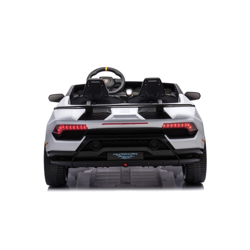 24V Lamborghini Huracan for 3-8yrs: LED, Bluetooth, FM, Leather, Remote, Fun Ride-On.
