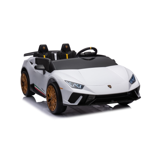 24V Lamborghini Huracan for 3-8yrs: LED, Bluetooth, FM, Leather, Remote, Fun Ride-On.