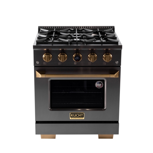 30 in. 4.2 cu. ft. 4 Burners Dual Fuel Range for Natural Gas in Titanium Stainless Steel with Kucht Horus Thermostat