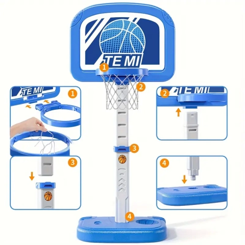 Swimming Pool Basketball Hoop, Pool Toys With 4 Balls And Pump, Adjustable Height Poolside Hoops For Water Basketball Game[Random Accessory Colors]