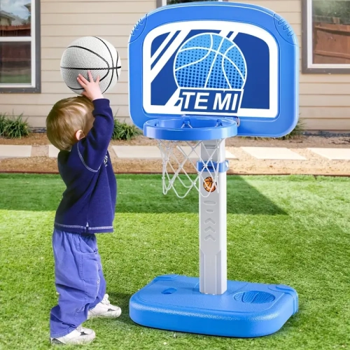 Swimming Pool Basketball Hoop, Pool Toys With 4 Balls And Pump, Adjustable Height Poolside Hoops For Water Basketball Game[Random Accessory Colors]