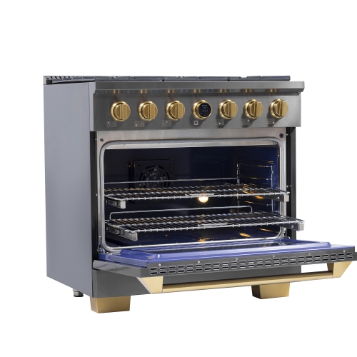 KUCHT Professional 36-inch 5.2 cu. ft. 6 Burners Dual Fuel Range for Natural Gas in Gemstone with Kucht Horus Thermostat