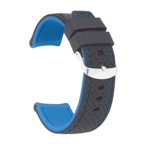 BANDINI  22MM Silicone Rally Strap Band for Samsung Galaxy Watch3, Gear 2, S3, Also Fits Garmin Vivoactive 4, Venu 2, 3, Forerunner - Black / In Blue