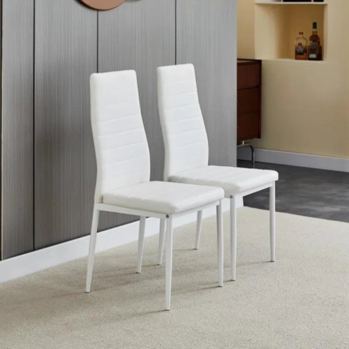LivinVeluris Upholstery Faux Leather Modern Dining Room Chairs Set of 4 - White