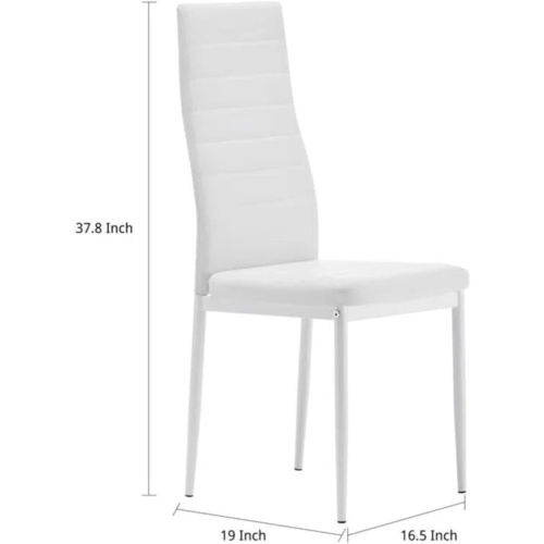 LivinVeluris Upholstery Faux Leather Modern Dining Room Chairs Set of 4 - White