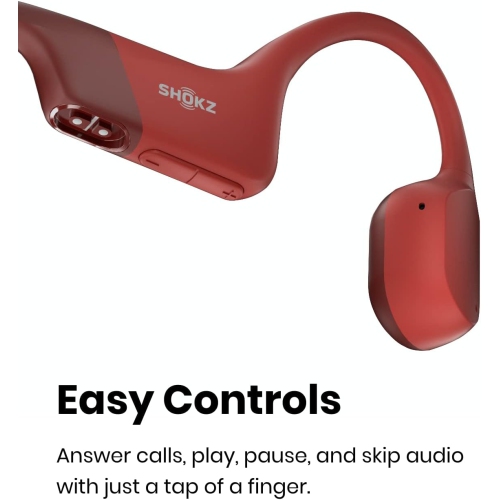 Boîte ouverte - Écouteurs ouverts à conduction osseuse OpenRun de Shokz - Rouge