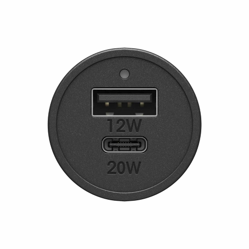 OtterBox Dual Fast Car Charger USB-C 20W PD and USB-A 12W | Black