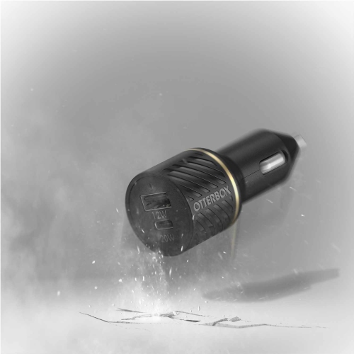 OtterBox Dual Fast Car Charger USB-C 20W PD and USB-A 12W | Black