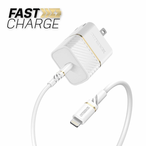 Chargeur mural 20&nbsp;W haute qualité à chargement rapide PD avec 3,3&nbsp;pi blanc Lightning d'OtterBox