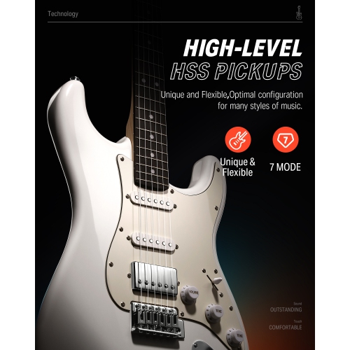 ENS. Micro pour guitare électrique ST pleine grandeur DST DST DST-152 de Donner avec amplificateur 39 po à bobine et micro HSS divisé pour débutant