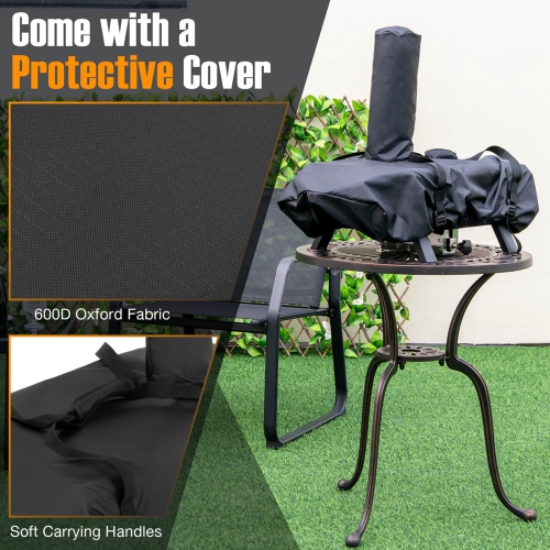 Costway Outdoor Pizza Oven Wood Pellet Pizza Stove with 12" Round Rotatable Pizza Stone